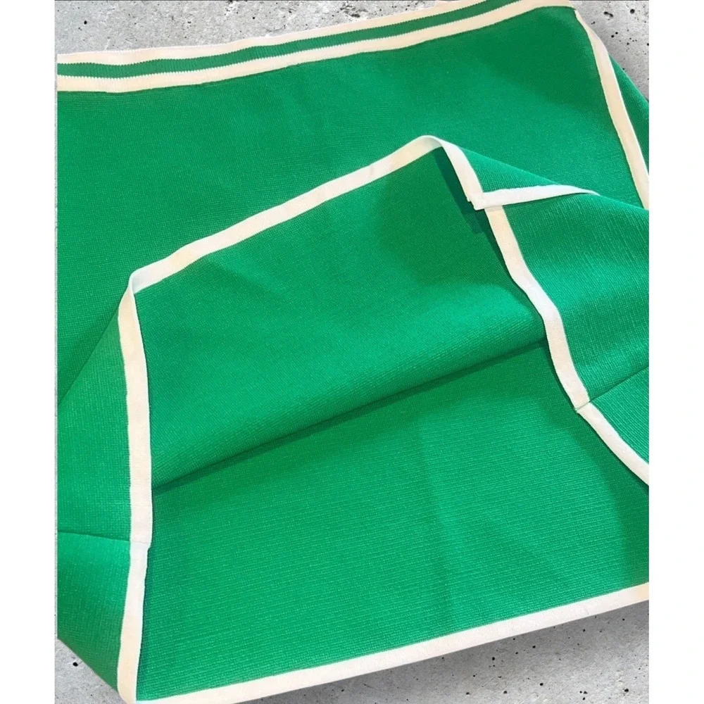 House of Harlow 1960 Green Knit Mini‎ Skirt NWT M White Trim Preppy Golf Tennis
